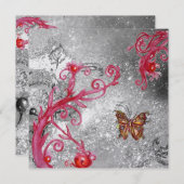 VLINDER IN GLITTERENDE Elegante Trouw ijs metaal Kaart (Voorkant / Achterkant)
