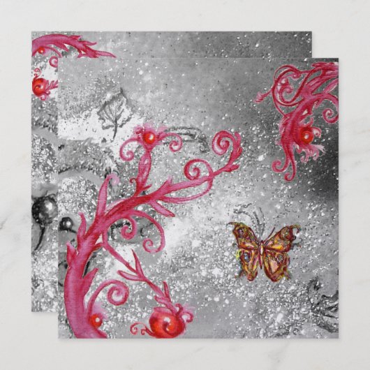 VLINDER IN GLITTERENDE Elegante Trouw ijs metaal Kaart (Voorkant / Achterkant)