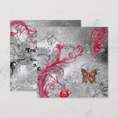 VLINDER IN GLITTERENDE Elegante Trouw ijs metaalac Kaart (Voorkant / Achterkant)
