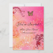 VLINDER IN GLITTERENDE Elegante Trouw Monogram Kaart (Achterkant)