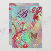 VLINDER IN GLITTERS 2 Blauwe Trouw Monogram, Kaart (Voorkant / Achterkant)