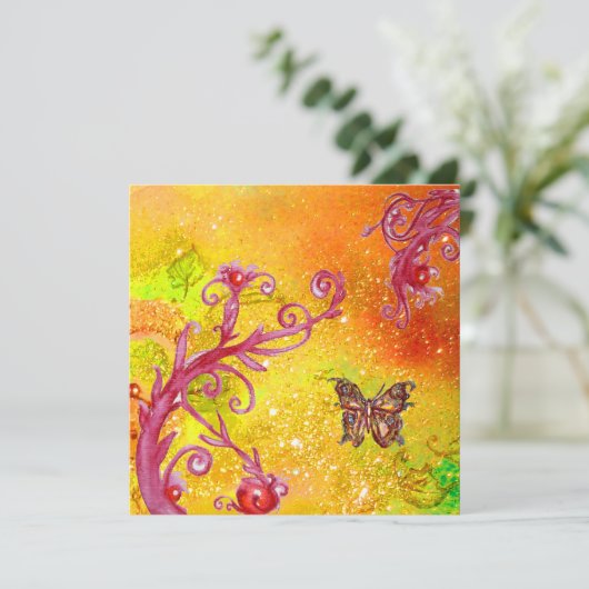 VLINDER IN GLITTERS 2 , Elegant Huwelijksfeest Kaart (Staand voorkant)