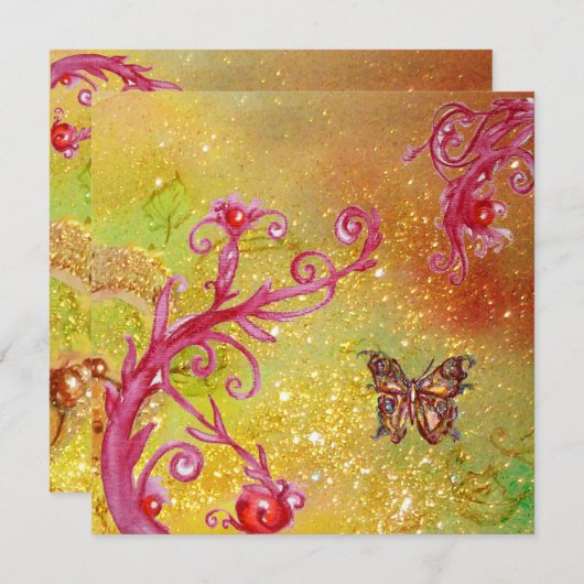 VLINDER IN GLITTERS 2 , Elegant Trouwfeest Kaart (Voorkant / Achterkant)