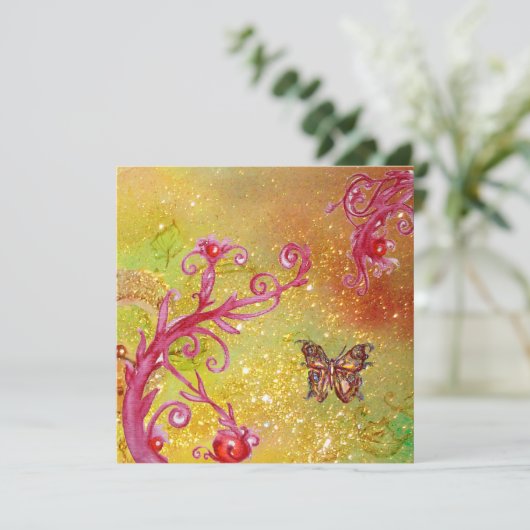 VLINDER IN GLITTERS 2 , Elegant Trouwfeest Kaart (Staand voorkant)
