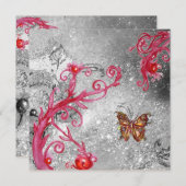 VLINDER IN GLITTERS 2 ,Elegante Trouwfeest Kaart (Voorkant / Achterkant)