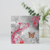 VLINDER IN GLITTERS 2 ,Elegante Trouwfeest Kaart (Staand voorkant)