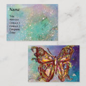 VLINDER IN GOUD EN BLAUW GROENE SCHITTERINGEN, bla Visitekaartje (Voorkant / Achterkant)