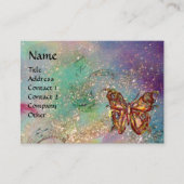 VLINDER IN GOUD EN BLAUW GROENE SCHITTERINGEN, bla Visitekaartje (Voorkant)