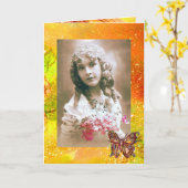 VLINDER IN GOUDEN GLINSTERINGEN  Fotosjabloon Kaart (Gele Bloem)