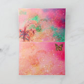 VLINDER IN GOUDEN GLITTER, Roze Groen Teal Kaart (Binnen)