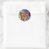 VLINDER IN GOUDEN SPROKKELS RONDE STICKER (Tas)