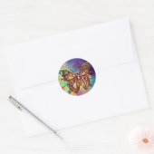 VLINDER IN GOUDEN SPROKKELS RONDE STICKER (Envelop)