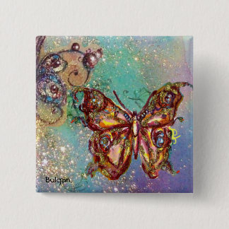 VLINDER IN GOUDEN SPROKKELS VIERKANTE BUTTON 5,1 CM