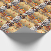 Vlinder in herfstbladeren dankbaarheid kunst cadeaupapier (Hoek)