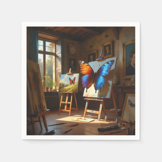 Vlinder in huis schilderen servet (Voorkant)