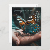 Vlinder in je hand aanpasbaar briefkaart (Voorkant / Achterkant)