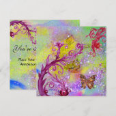 VLINDER IN PAARSE GLITTER Elegante Trouwfeest Kaart (Voorkant / Achterkant)