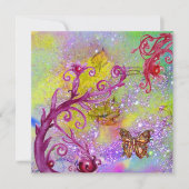 VLINDER IN PAARSE GLITTER Elegante Trouwfeest Kaart (Voorkant)