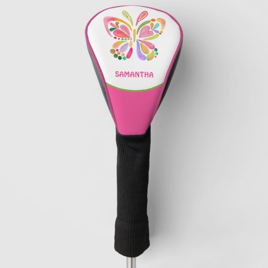 Vlinder in pastel kleuren gepersonaliseerd golfheadcover (Voorkant)