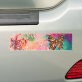VLINDER IN ROZE GOUD GLINSTERING BUMPERSTICKER (Op auto)
