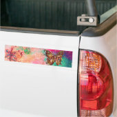 VLINDER IN ROZE GOUD GLINSTERING BUMPERSTICKER (Op Truck)