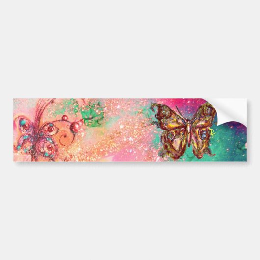 VLINDER IN ROZE GOUD GLINSTERING BUMPERSTICKER (Voorkant)