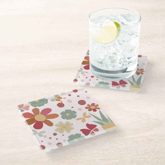 Vlinder in rustieke tuin in Boho stijl Onderzetter Glazen Onderzetter (Schuin)