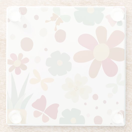 Vlinder in rustieke tuin in Boho stijl Onderzetter Glazen Onderzetter (Achterkant)