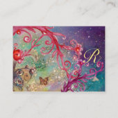 VLINDER IN SCHITTERENDE, BLAUWGROEN ROZE WERVELING VISITEKAARTJE (Achterkant)