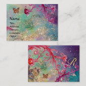 VLINDER IN SCHITTERENDE, BLAUWGROEN ROZE WERVELING VISITEKAARTJE (Voorkant / Achterkant)