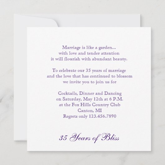 Vlinder in Sering en Paars Jubileum Kaart (Achterkant)