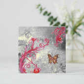 VLINDER IN SPARKLE 2 rood goud metallic bruiloft Kaart (Staand voorkant)