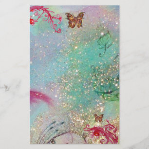 VLINDER IN SPARKLES 2, blauw rood roze Briefpapier