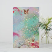 VLINDER IN SPARKLES 2, blauw rood roze Briefpapier (Staand voorkant)