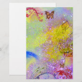 VLINDER IN SPARKLES 2, paarse blauw rood geel Briefpapier (Voorkant / Achterkant)
