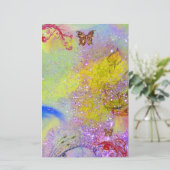 VLINDER IN SPARKLES 2, paarse blauw rood geel Briefpapier (Staand voorkant)