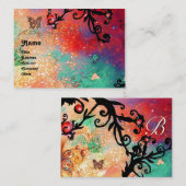 VLINDER IN SPARKLES MONOGRAM, roze rood zwart Visitekaartje (Voorkant / Achterkant)