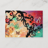 VLINDER IN SPARKLES MONOGRAM, roze rood zwart Visitekaartje (Achterkant)