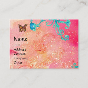VLINDER IN SPARKLES, ROZE, BLAUW WERVELT MONOGRAM VISITEKAARTJE