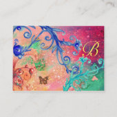 VLINDER IN SPARKLES, ROZE, BLAUW WERVELT MONOGRAM VISITEKAARTJE (Achterkant)