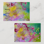 VLINDER IN SPARKLES, ROZE PAARSE WERVELINGEN MONOG VISITEKAARTJE (Voorkant / Achterkant)