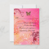 VLINDER IN SPRANKJES RSVP, elegant huwelijksfeest RSVP Kaartje (Achterkant)