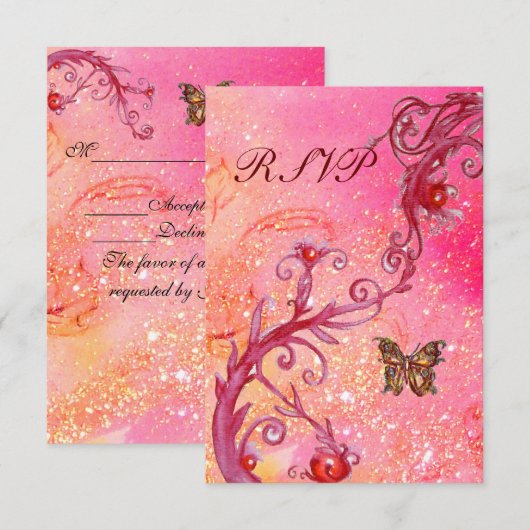 VLINDER IN SPRANKJES RSVP, elegant huwelijksfeest RSVP Kaartje (Voorkant / Achterkant)