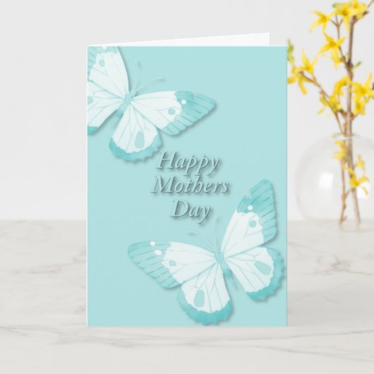 Vlinder in Teal met Teal Kaart (Gele Bloem)