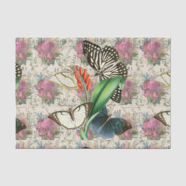 Vlinder in vintage bloemmotief tissuepapier