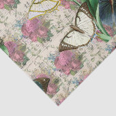 Vlinder in vintage bloemmotief tissuepapier (Detail)