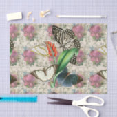 Vlinder in vintage bloemmotief tissuepapier (Craft)