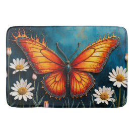 Vlinder in vlammen fantasie witte kamille kunst badmat