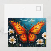Vlinder in vlammen fantasie witte kamille kunst briefkaart (Voorkant / Achterkant)