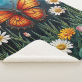 Vlinder in vlammen fantasie witte kamille kunst sherpa deken (3/4)